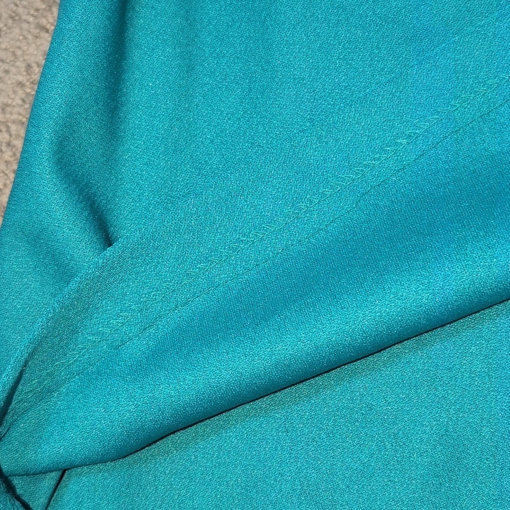 Good Times 80s Vintage Pleated Party Cocktail Dress Teal Size 8P Lace Detail - Picture 10 of 11